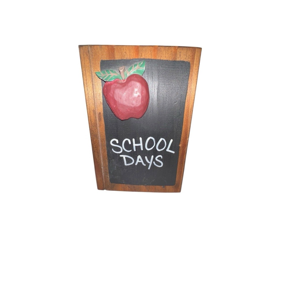 VTG 1990's "School Days" Wooden Chalkboard Apple Teacher Decor 6x4 Rustic Plaque